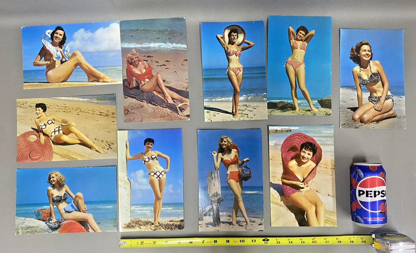1950s Vintage Postcard Lot of 10 Pinup Risqué Bikini Girl SUPER JUMBO  POSTCARD