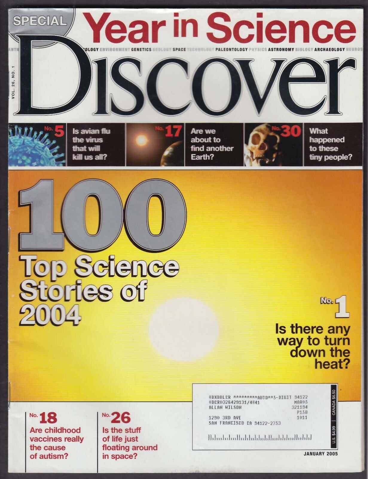 DISCOVER Year in Science; avian flu; vaccines; global warming 1 2005