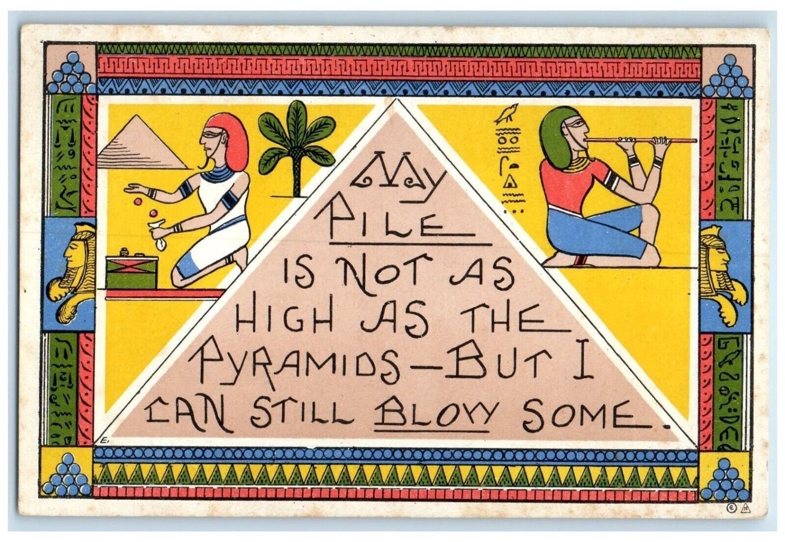 c1910\'s Egypt Humor My Pile Is Not As High As The Pyramids Antique Postcard