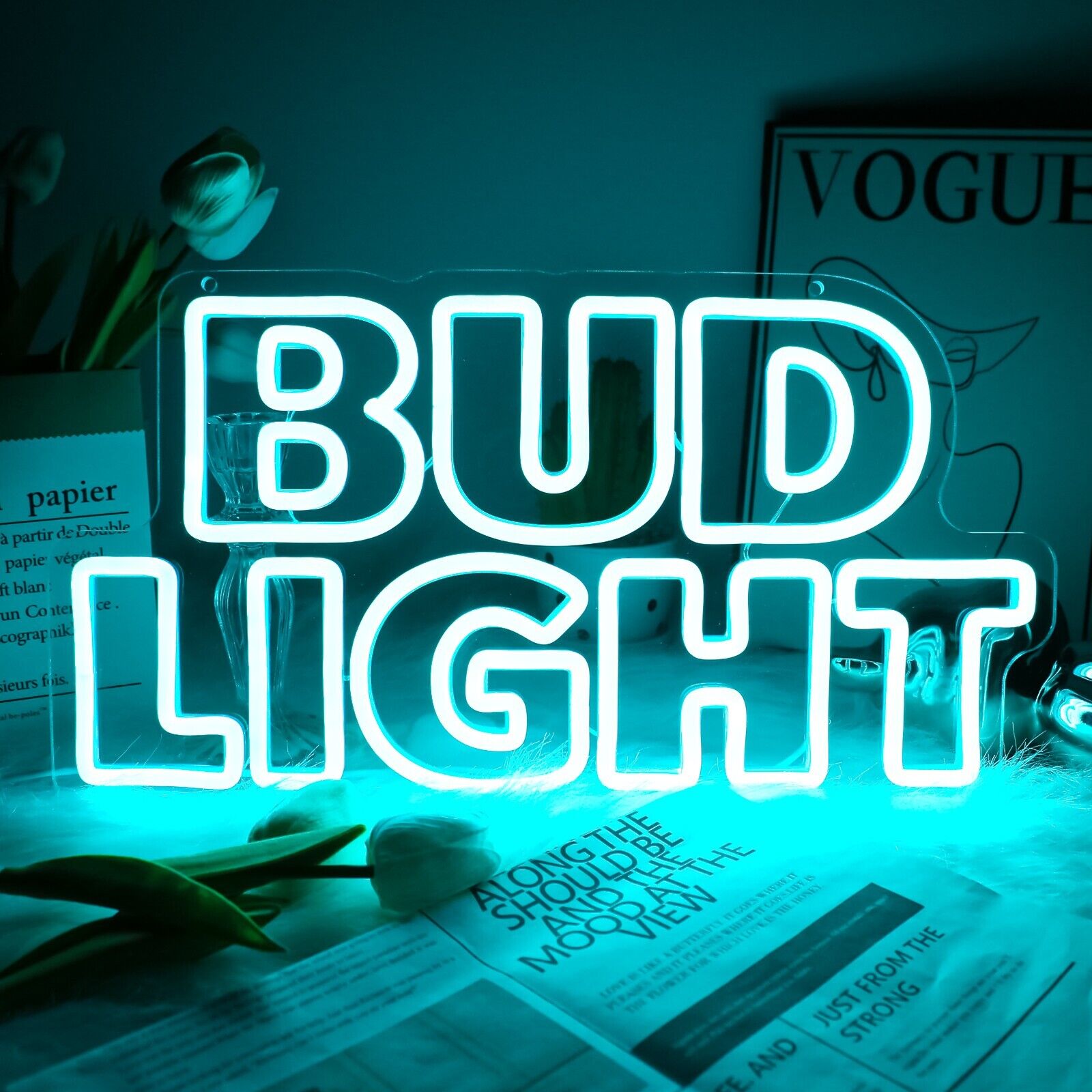 Bud Light Neon Sign, LED Neon Light Sign for Home Bar Club Party Decor