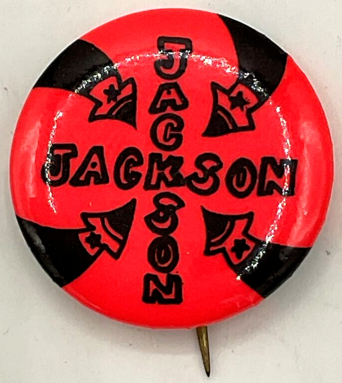 Scarce 1976 Henry Scoop Jackson Campaign Pinback Button Neon Arrows 1” Democrat