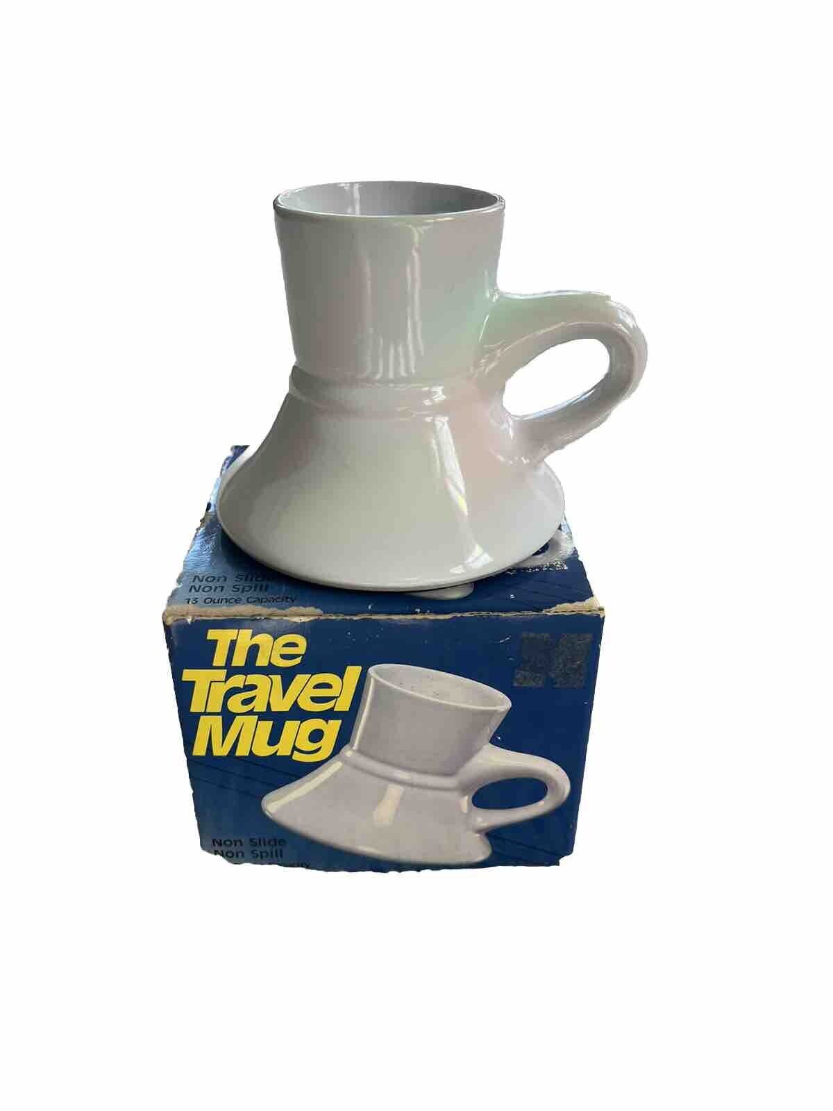 Vintage No Spill No Slip Travel Mug White