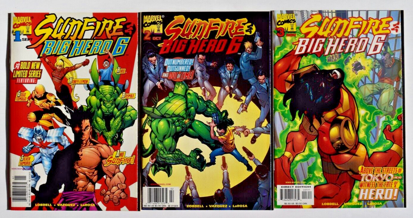 SUNFIRE AND BIG HERO SIX (1998) 3 ISSUE COMPLETE SET#1-3 MARVEL COMICS