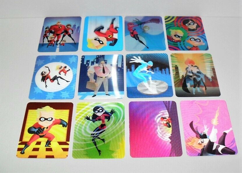 2004 PANINI DISNEY PIXAR THE INCREDIBLES 3D MOTION LENTICULAR SET OF 12 CARDS