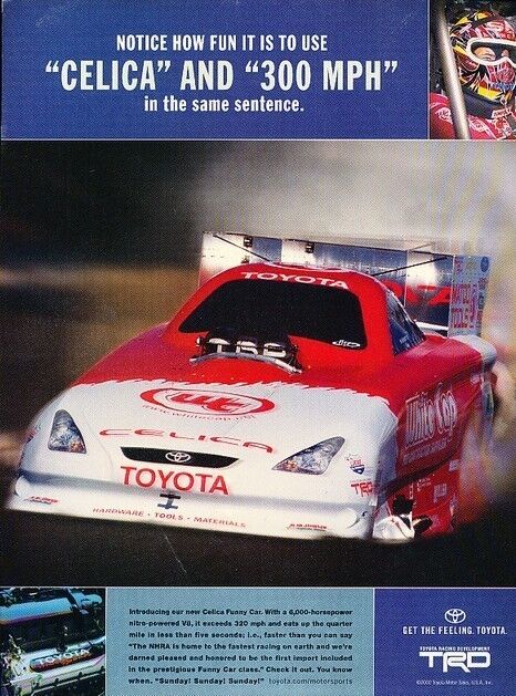 2002 Toyota 300hp Celica Race  Original Advertisement Print Art Car Ad J560