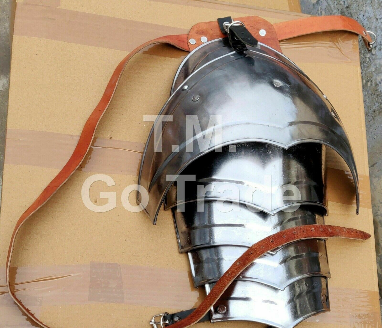Armor Medieval Solid Steel Pauldrons Single Shoulder Armour Chrome Finish