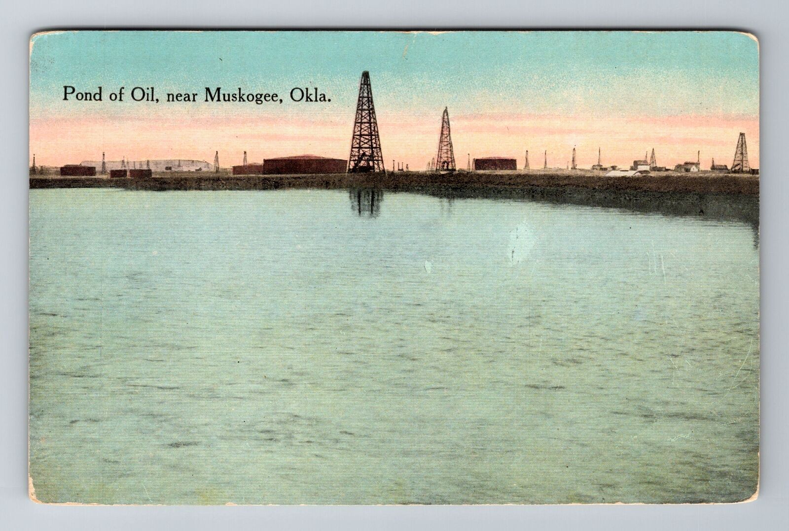 Muskogee OK-Oklahoma, Pond On Oil, Antique, Vintage c1911 Souvenir Postcard