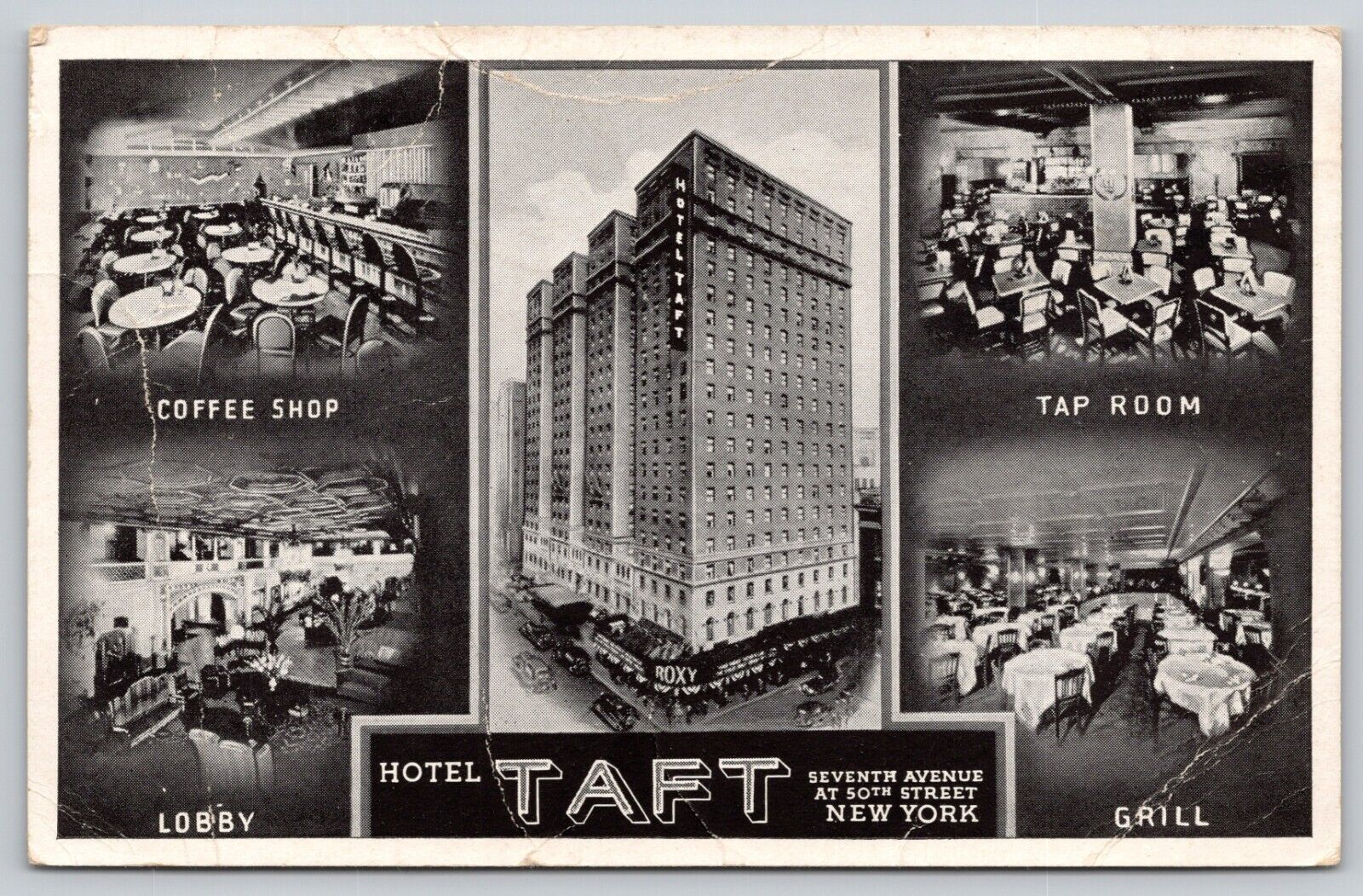 Postcard NY New York City Hotel Taft Interior Views