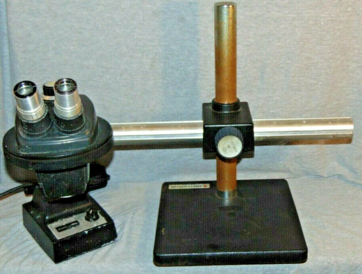 Vintage Bausch & Lomb U.S. Navy 0.7x - 3x Microscope with Boom Stand & More