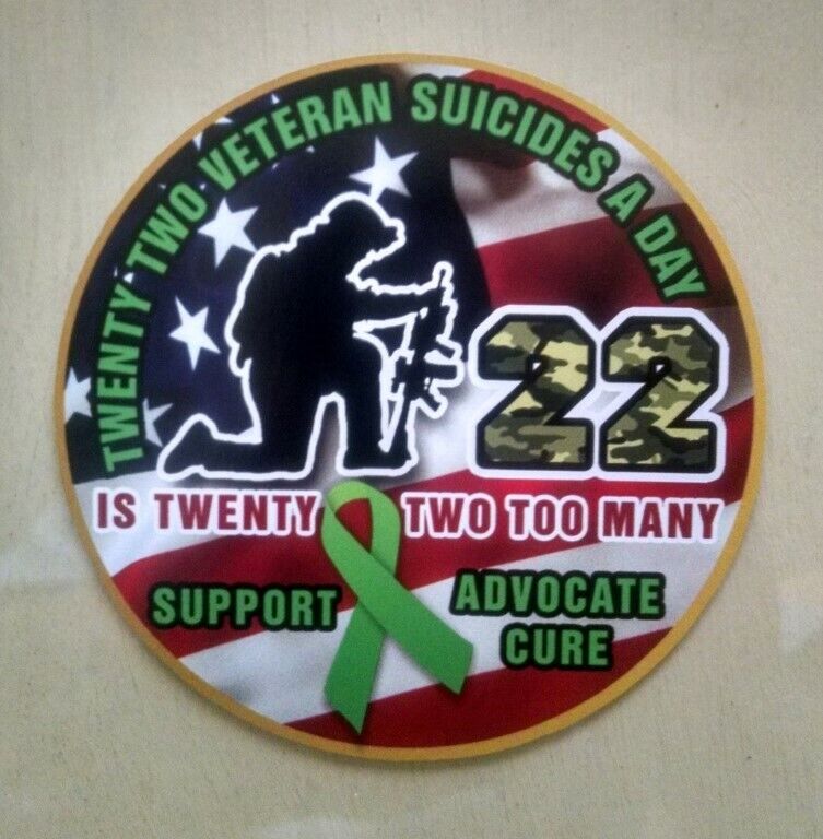 Veteran Suicide Awareness 22 A Day Support Advocate Decal (4\