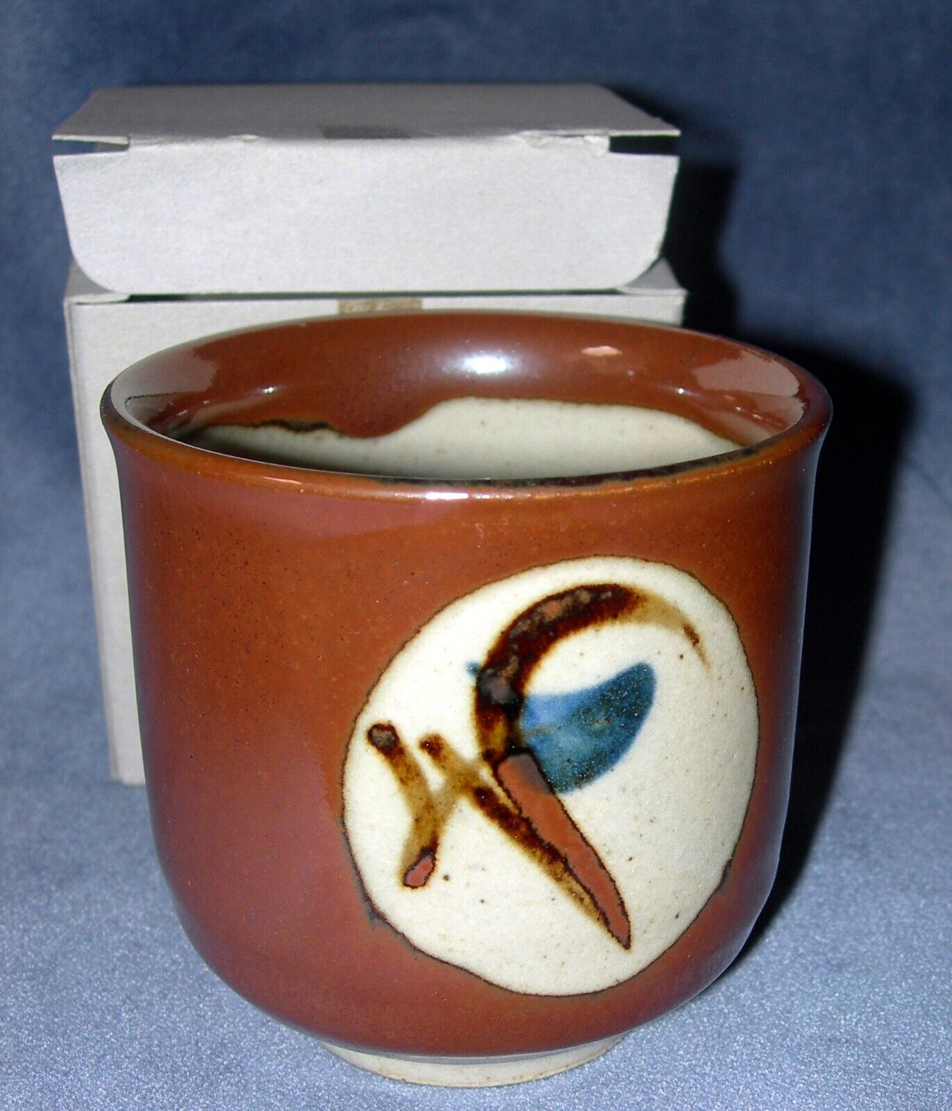 Zakuro Mashiko Yaki Ceramic Tea Cup Yunomi 1960s Japan with Box