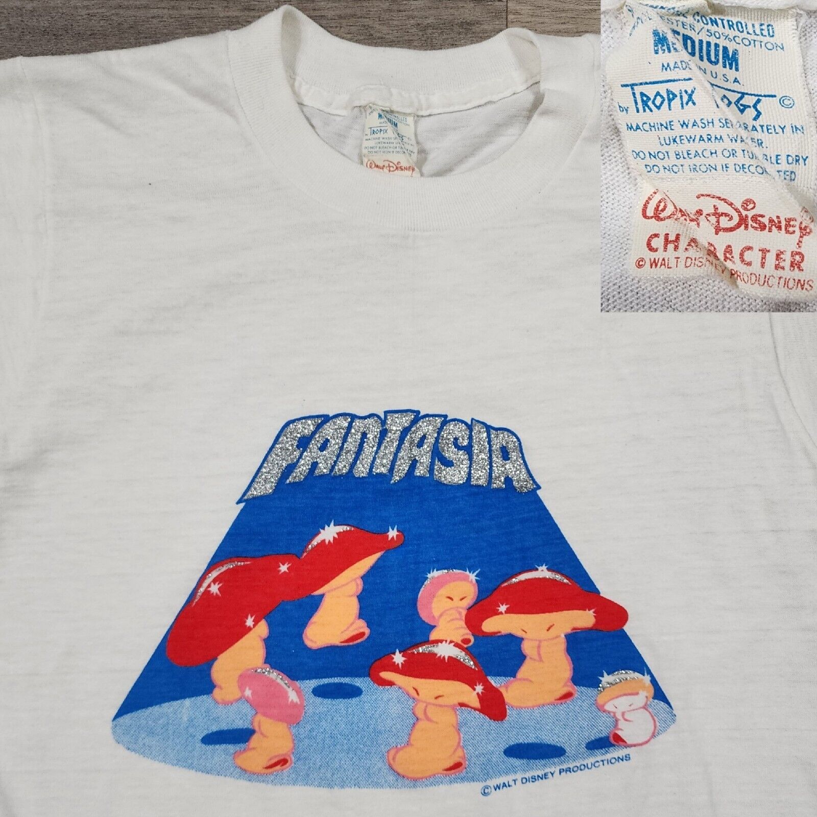 Vintage Walt Disney Fantasia T Shirt Mushrooms Tropix Togs Women\'s Medium HTF