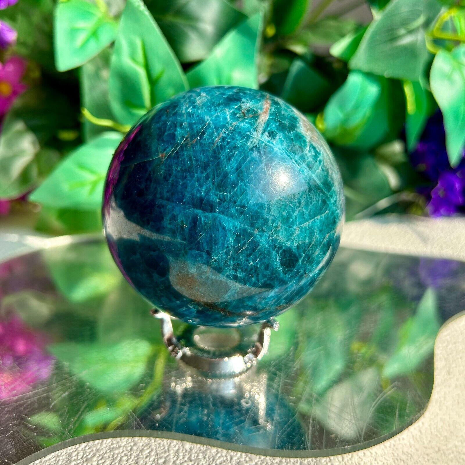 High Quality Blue Apatite Ball Sphere Quartz Crystal Display Healing
