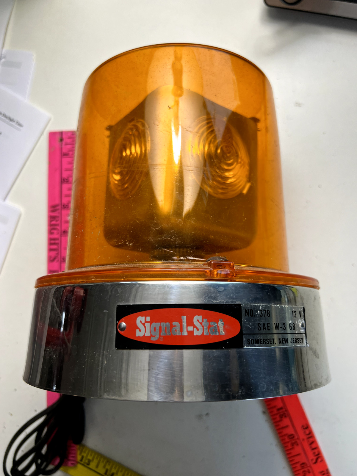 Vintage SIGNAL-STAT 378 Rotating Revolving Beacon Emergency AMBER Light UNTESTED
