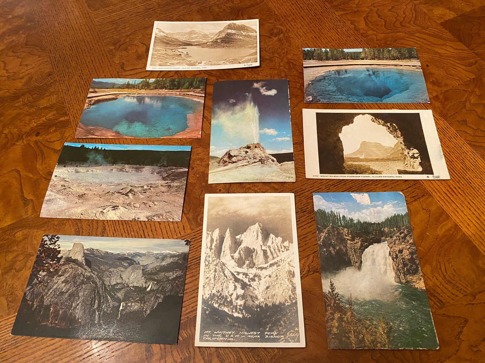 Vintage post cards National Parks Yellowstone Glacier 1939 RPPC Whitney