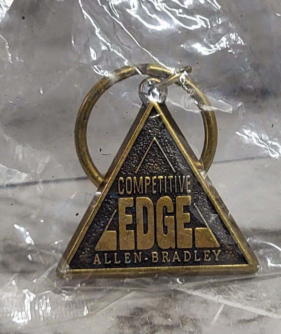 Vintage Allen-Bradley Keychain. Brass. Competitive Edge. Triangle. New.