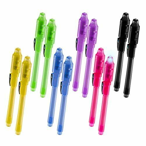 New 12pcs Invisible Ink Spy Pen Built in UV Light Magic Marker Secret Message