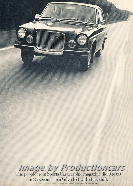 1970 Volvo 164 0-60 in 8.7 sec- Original Advertisement Print Art Car Ad J700