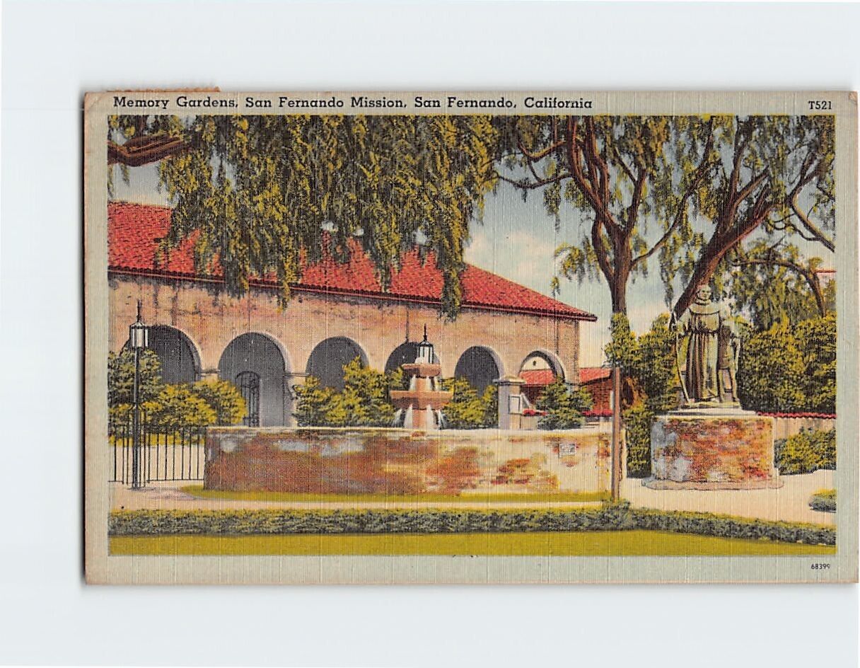 Postcard Memory Gardens San Fernando Mission San Fernando California USA