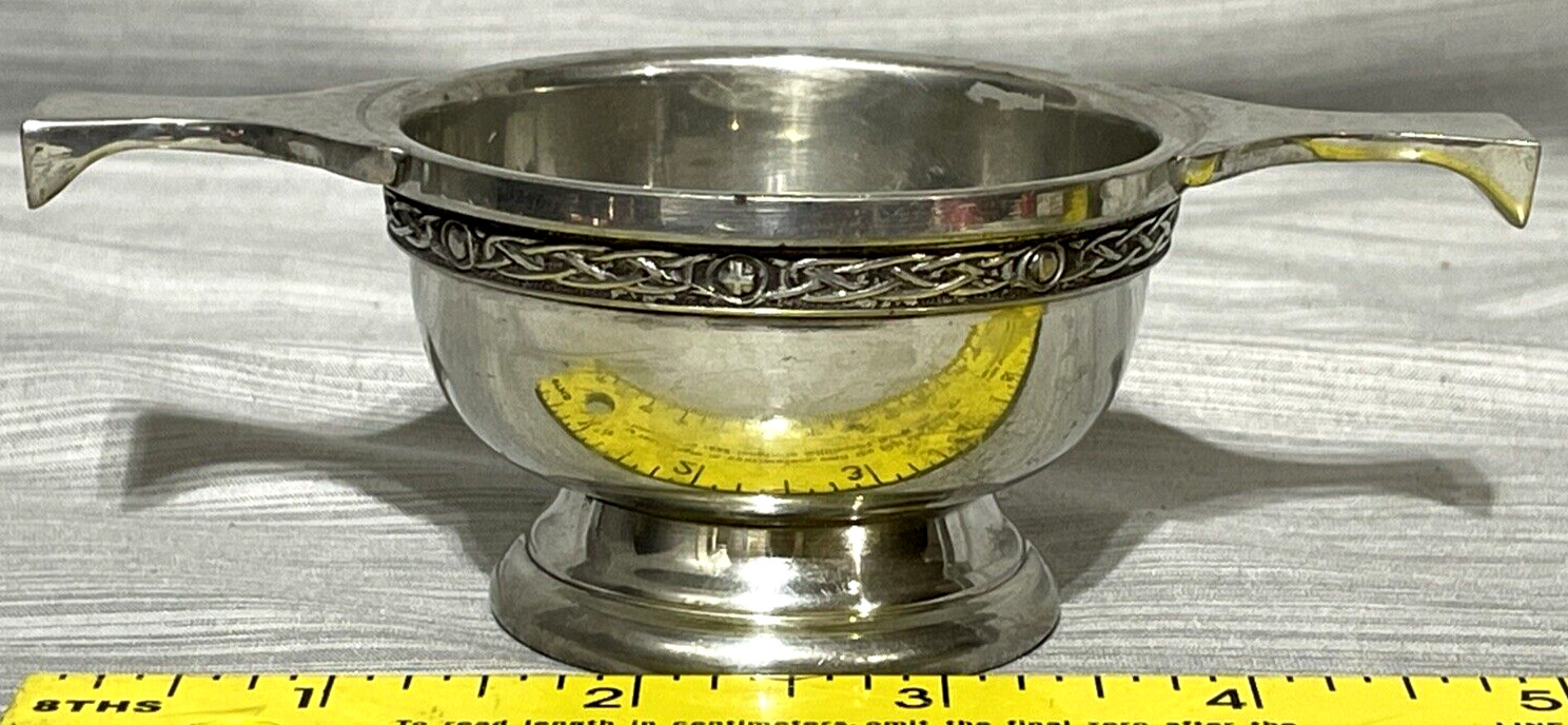 Vintage Pewter Scottish Thistle Quaich Friendship Cup Malt Whisky Tasting Bowl