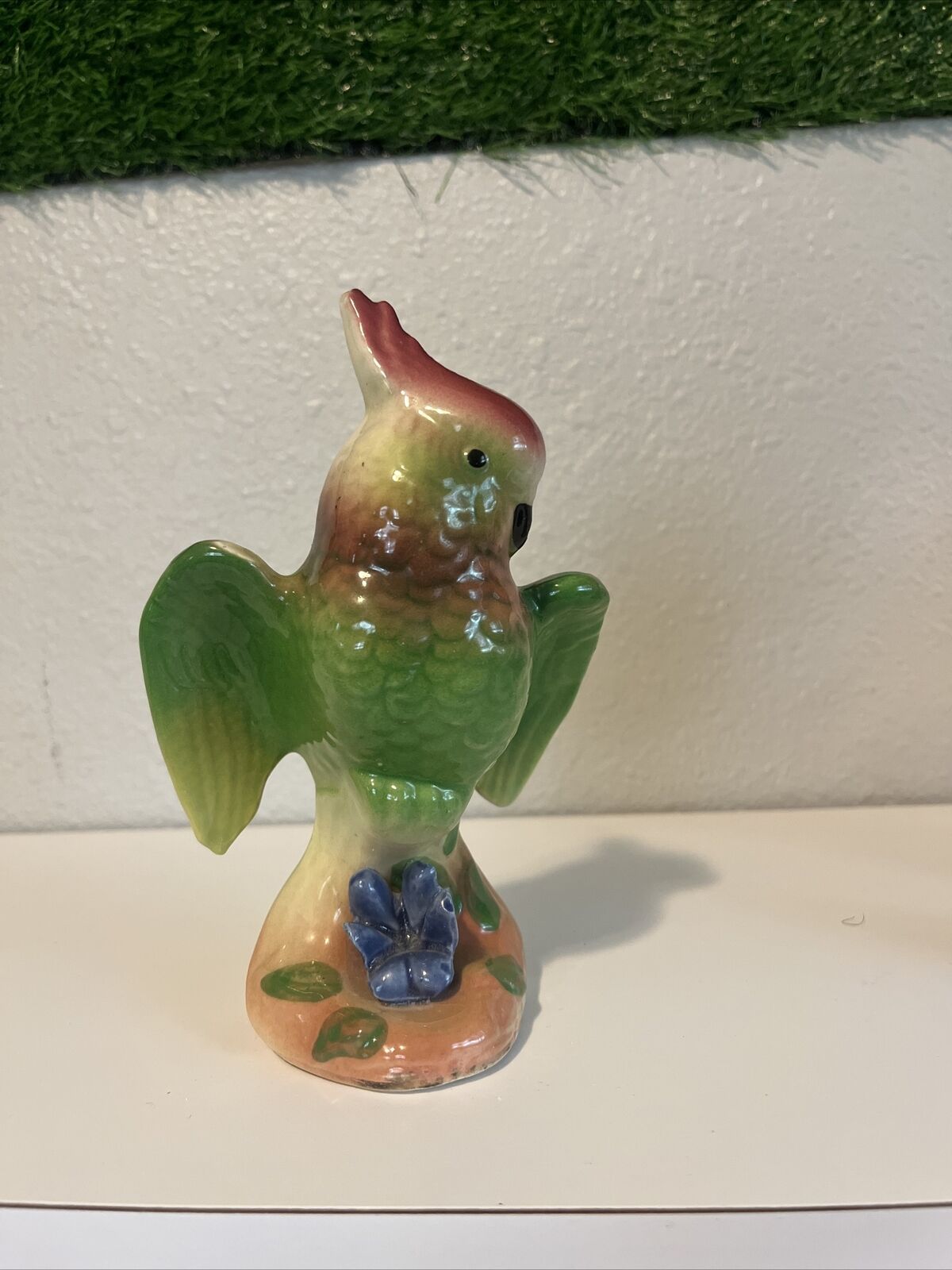 Mid 20th Century Colorful Ceramic Parrot Figurine