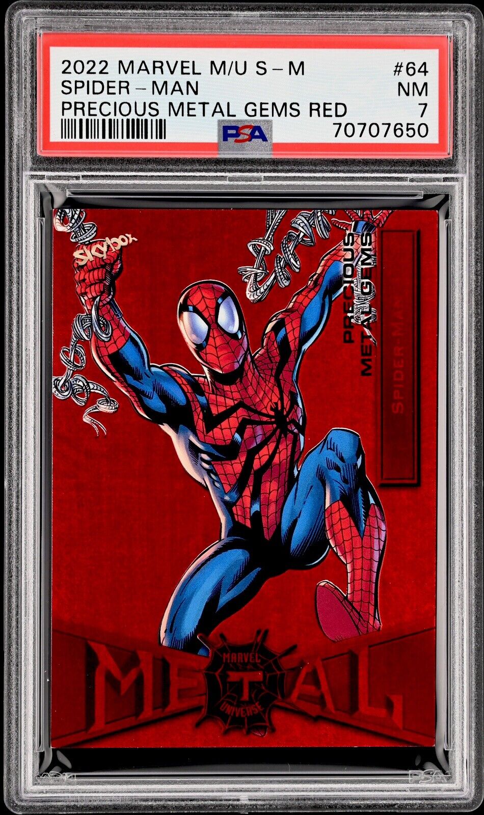 2021 UD Upper Deck Marvel Metal Universe Spider-Man #64 Red Precious PMG PSA7