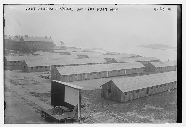 Photo:Fort Slocum -- Shacks built for draft men