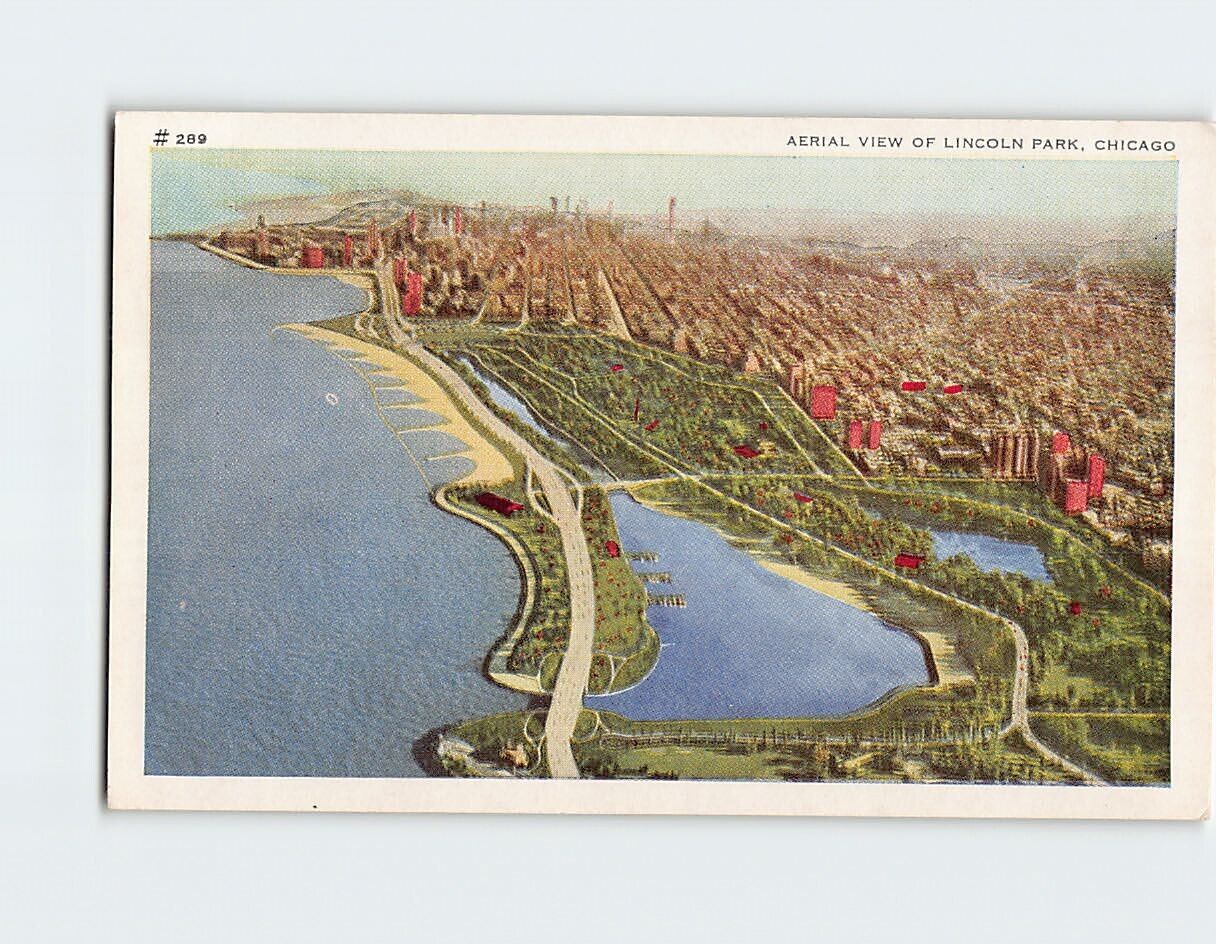 Postcard Aerial View Of Lincoln Park, Chicago, Illinois