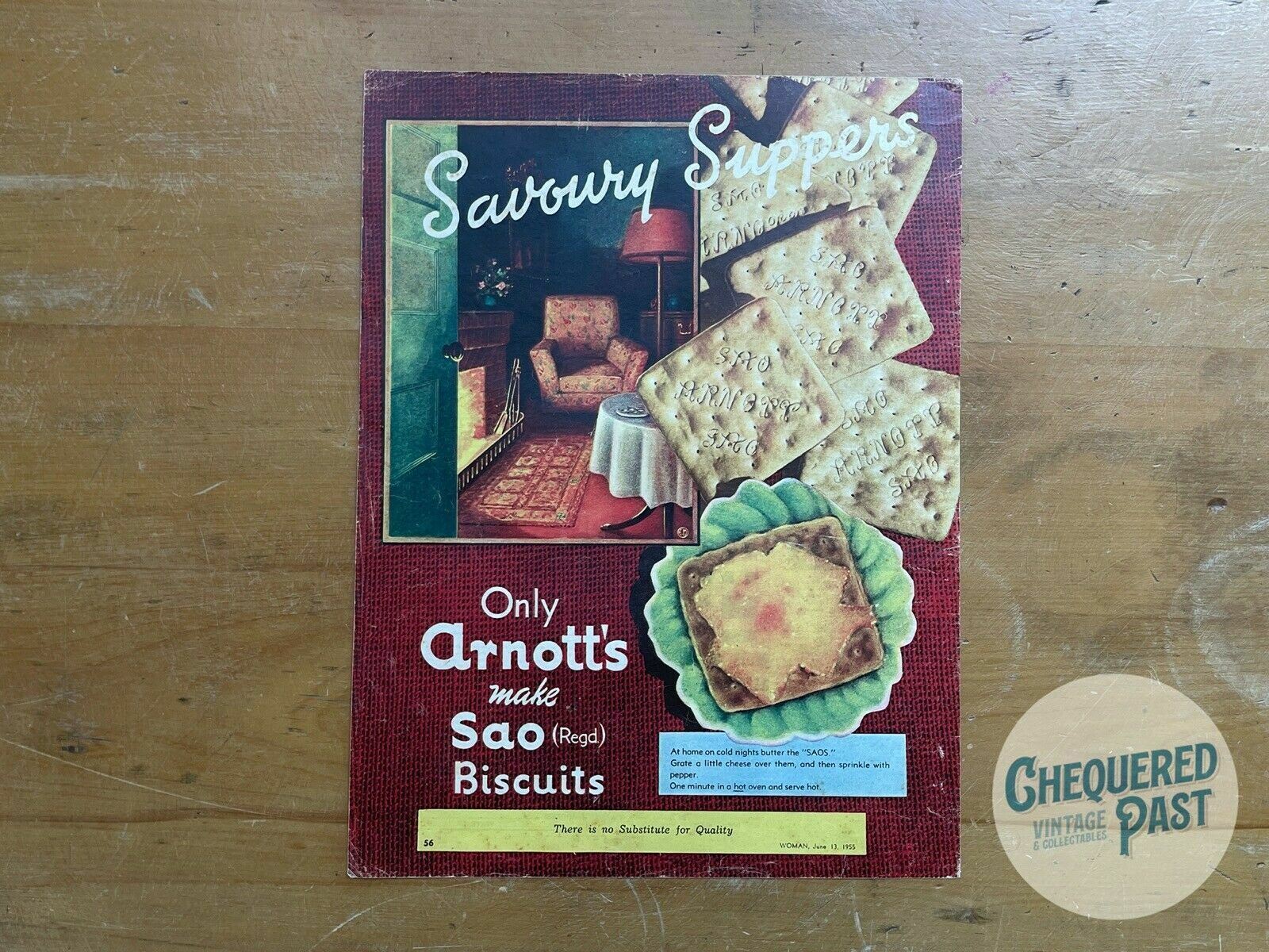 Vintage 1955 ARNOTT\'S SAO BISCUITS Advertisement Kitchen Advertising