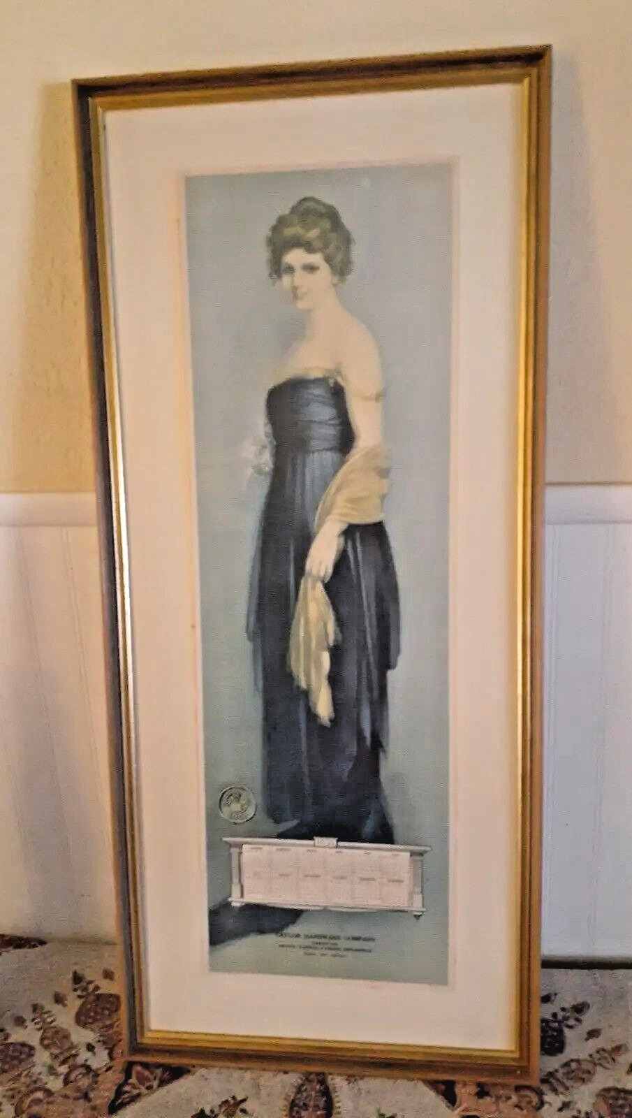 Rare 1921 Calendar Art Deco Art Nouveau Woman Framed - Fairbanks-Morse Scales