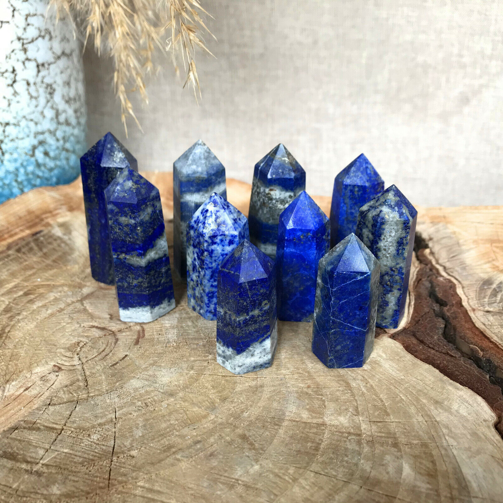 10pcs natural lapis lazuli jasper quartz obelisk crystal wand point healing 