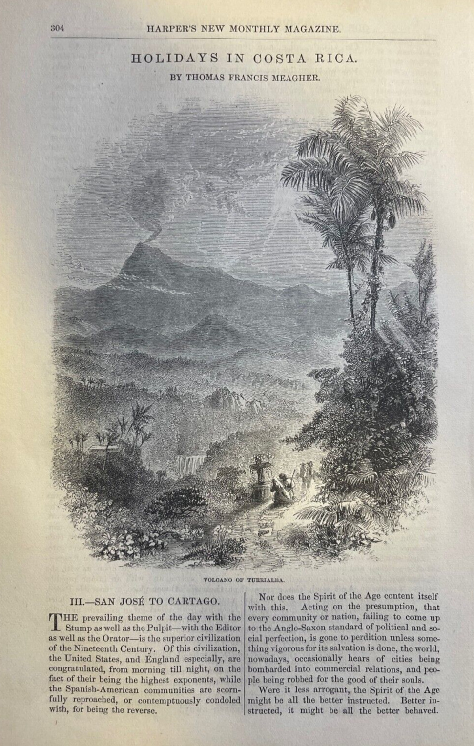 1859 Costa Rica San Jose Cartago Crater of Irazu Hacienda of Navaro