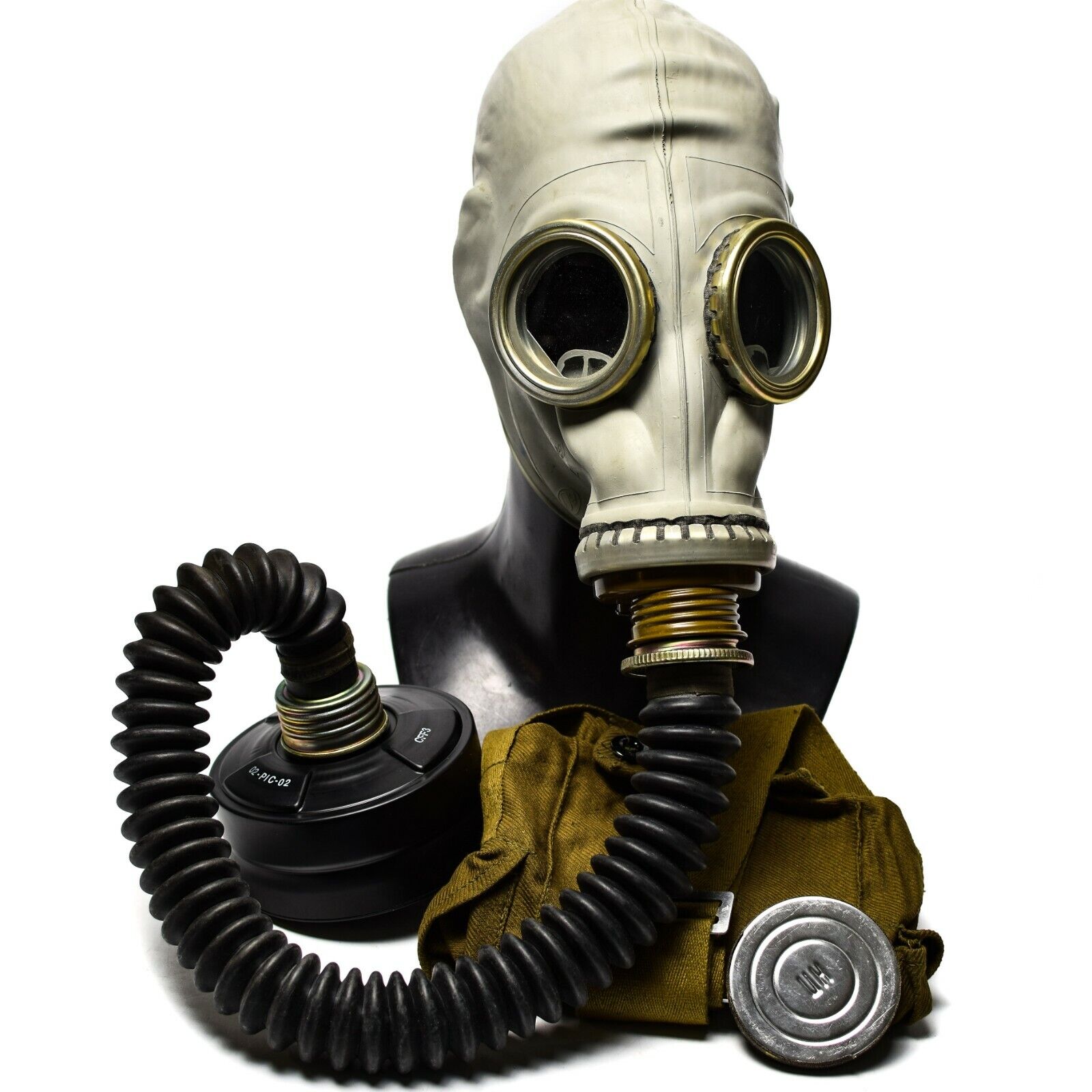 Soviet USSR military army Gas mask GP-5 black hose NATO Filter CF F3 NBC 40 mm
