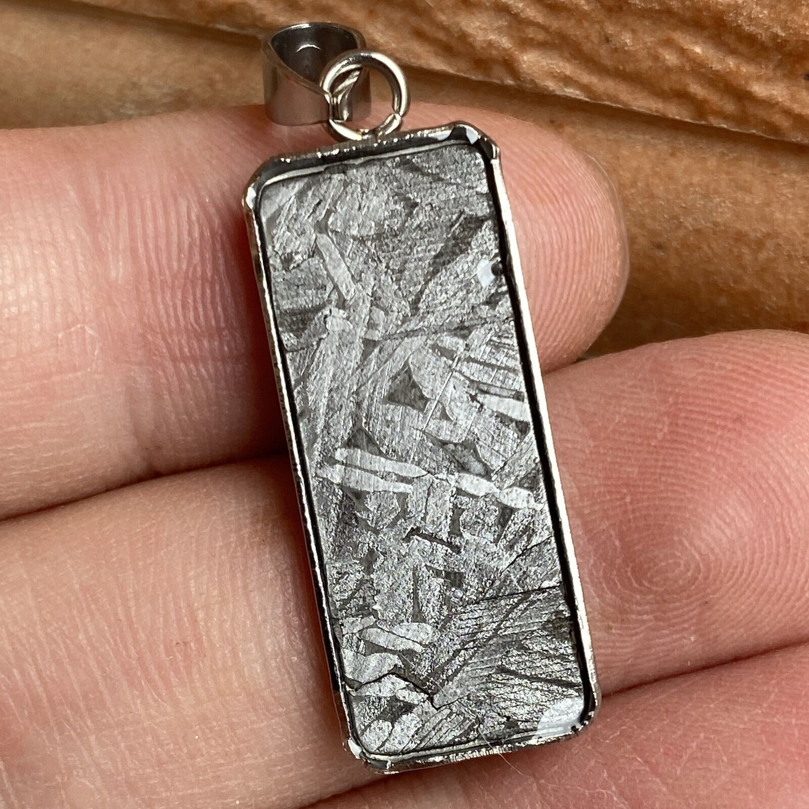 Aletai iron meteorite material thin slice Necklace pendant