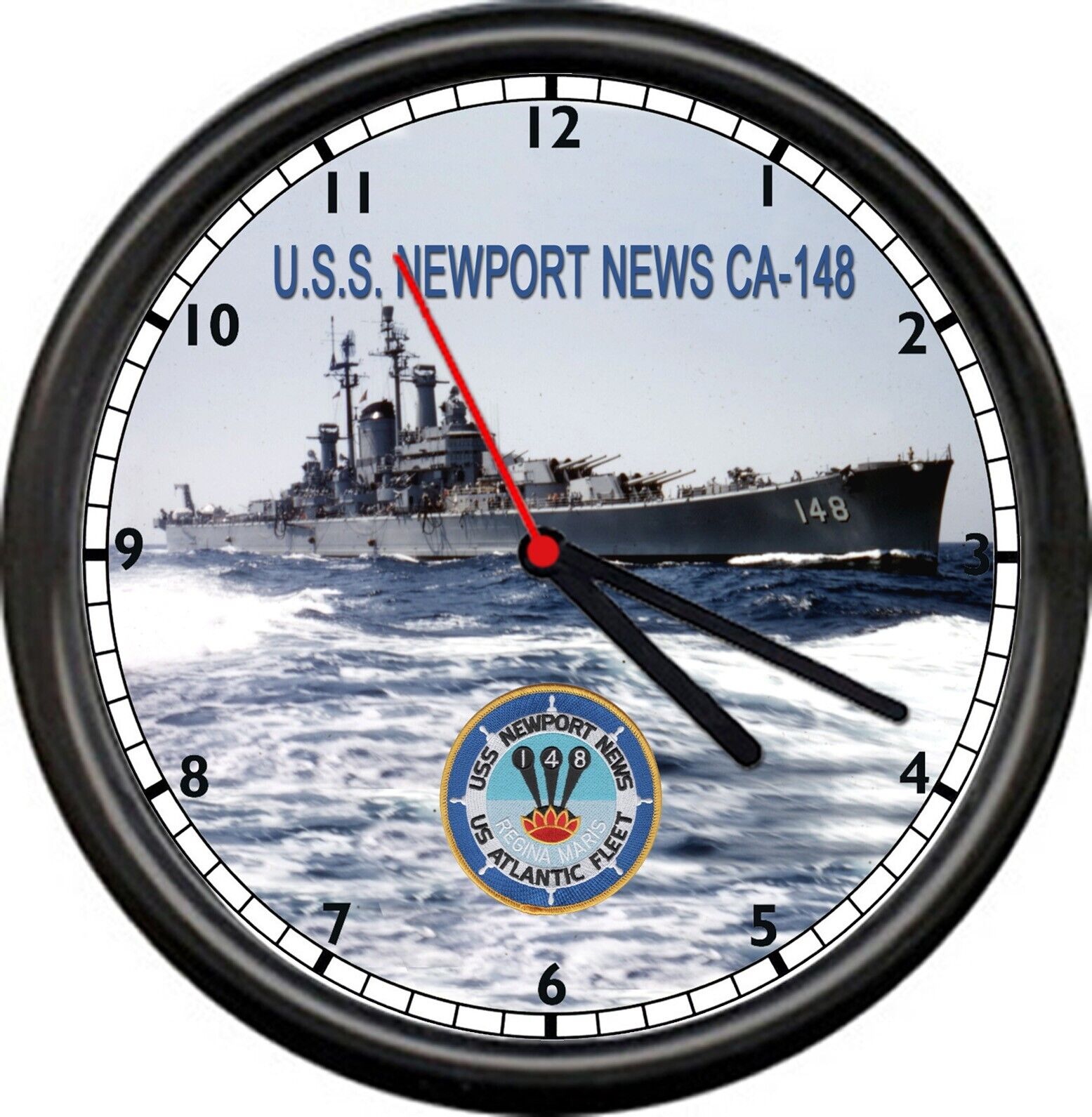 USS Newport News CA-148 US Navy Veteran US Sailor Military Ship Sign Wall Clock