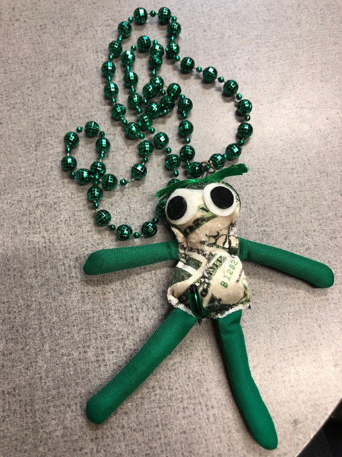 New Orleans Handmade Voodoo Doll Mardi Gras Necklace Money New Authentic