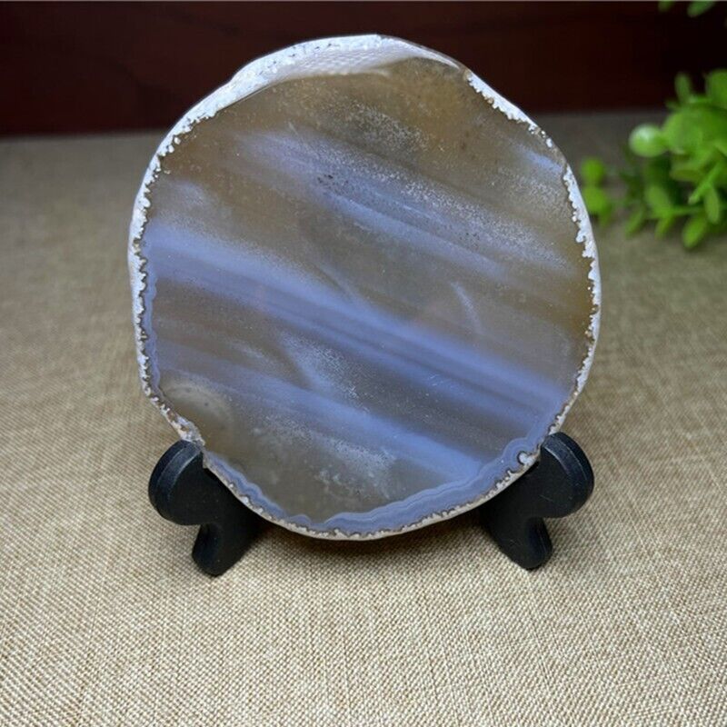1 Pc Natural beautiful agate Crystal Flower Piece Coaster Crystal 79G+support