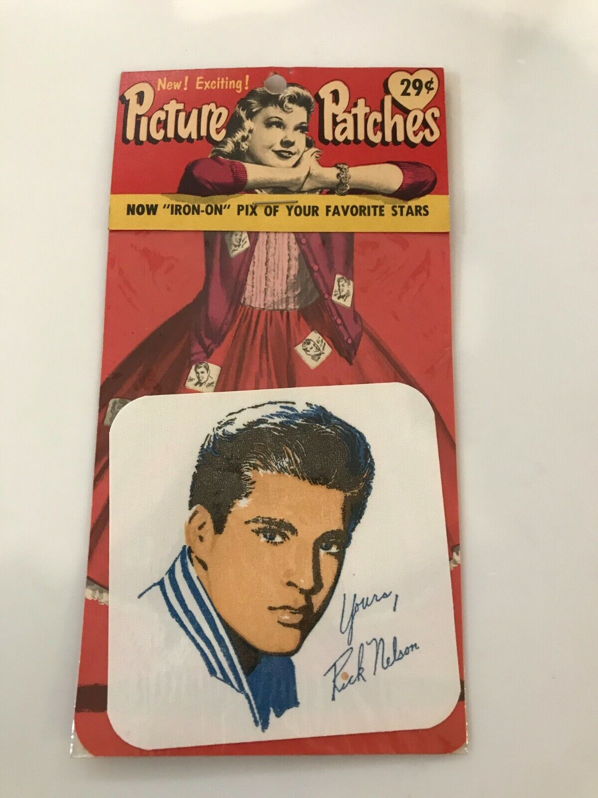 1958 Picture Patches Ricky Nelson iron patch, still in shrink wrap