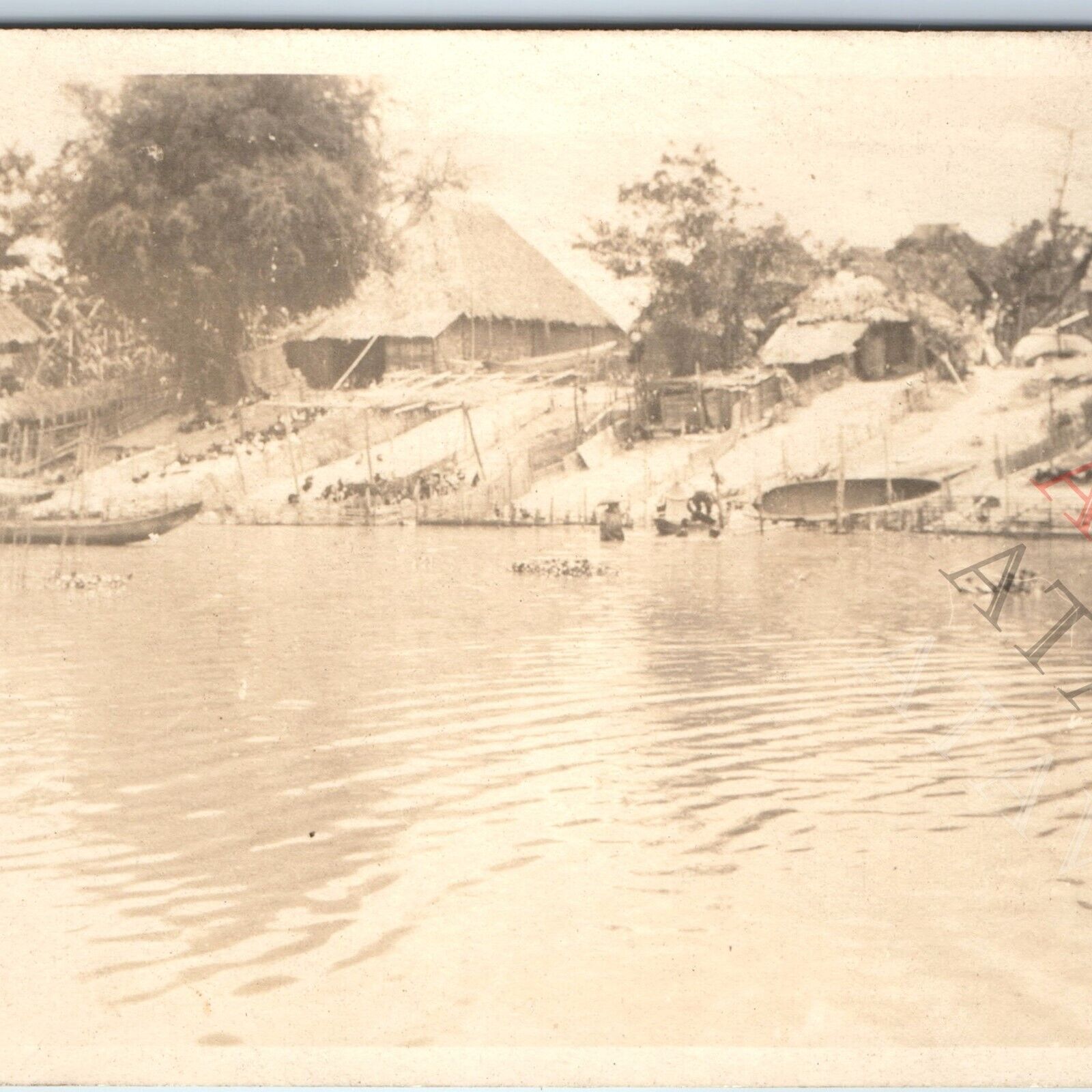 c1910s Manila PI Nipa House Pasig River Shack Real Photo Snapshot Philippine C52