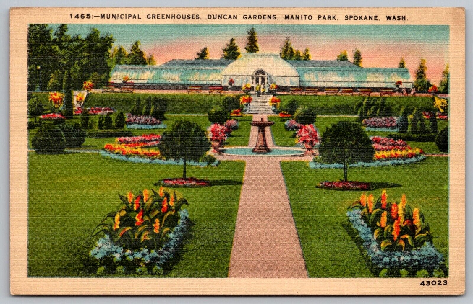 Washington Spokane Municipal Greenhouse Duncan Gardens Manito Park VTG Postcard