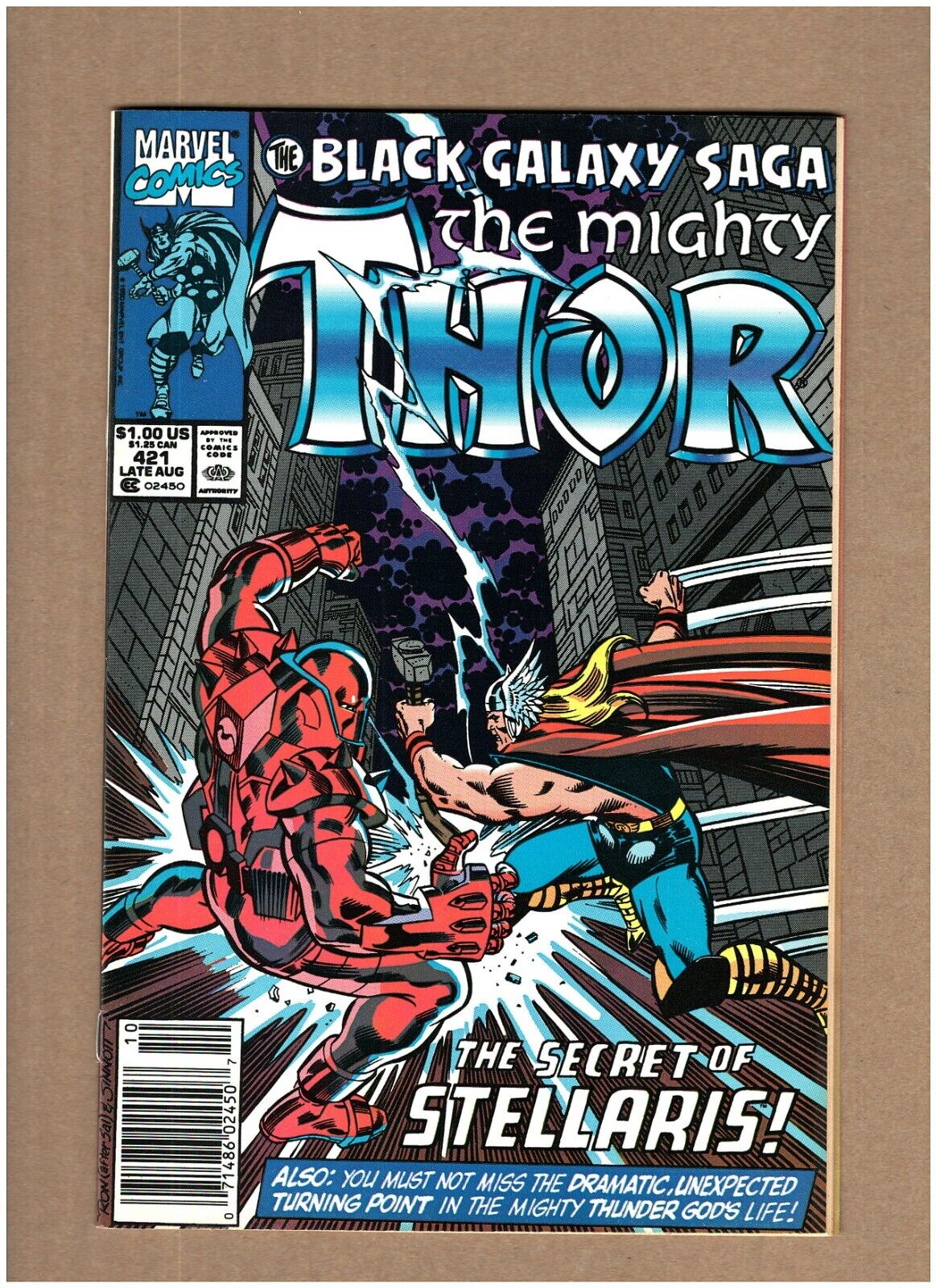 Thor #421 Newsstand Marvel Comics 1990 Black Galaxy Saga VF+ 8.5