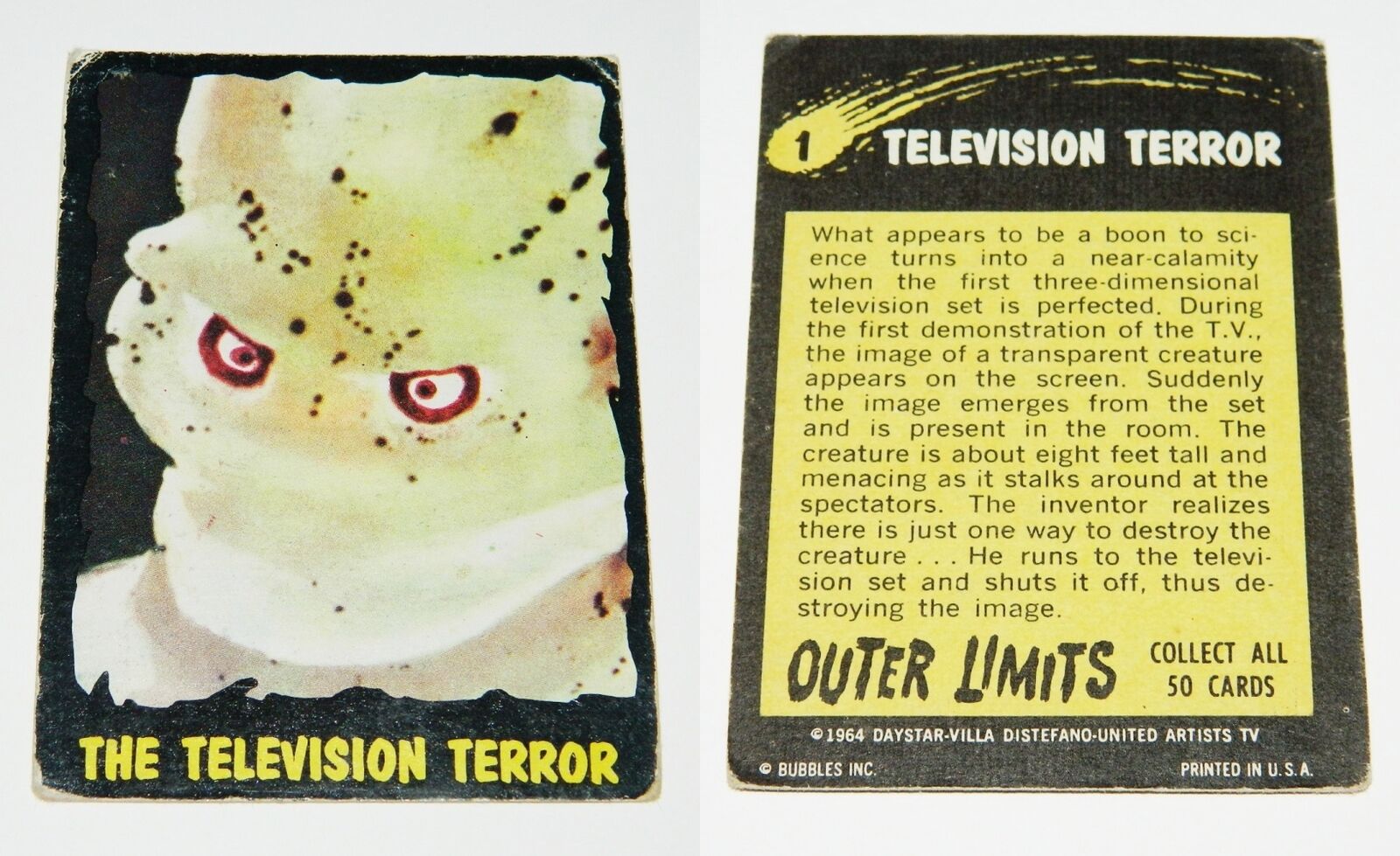 Outer Limits TV Series Trading Cards Base Cards 1964 Bubbles, You Choose Card