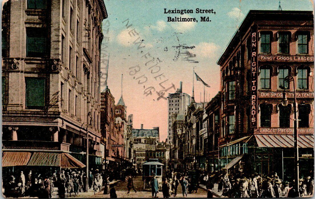 Lexington Street Baltimore Maryland Old Postcard Posted 1916  B11