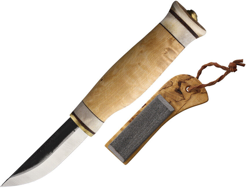 Kellam Tundra Whittler Curly Birch & Antler Fixed Blade Knife + Sheath