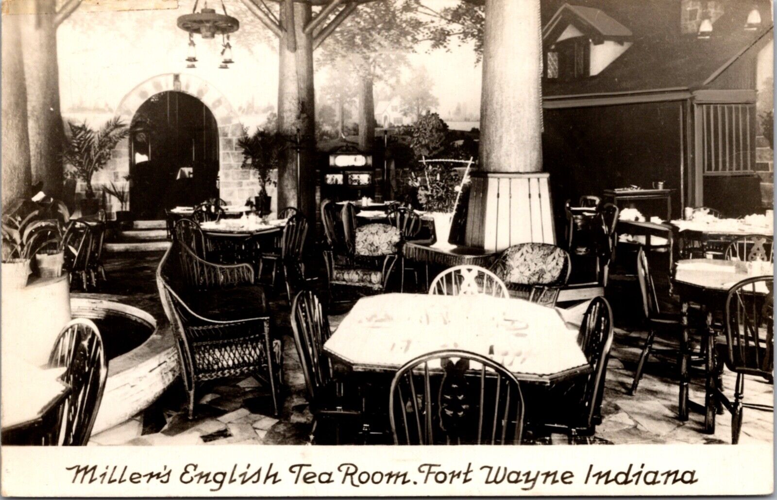 Real Photo Postcard Miller's English Tea Room in Fort Wayne, Indiana