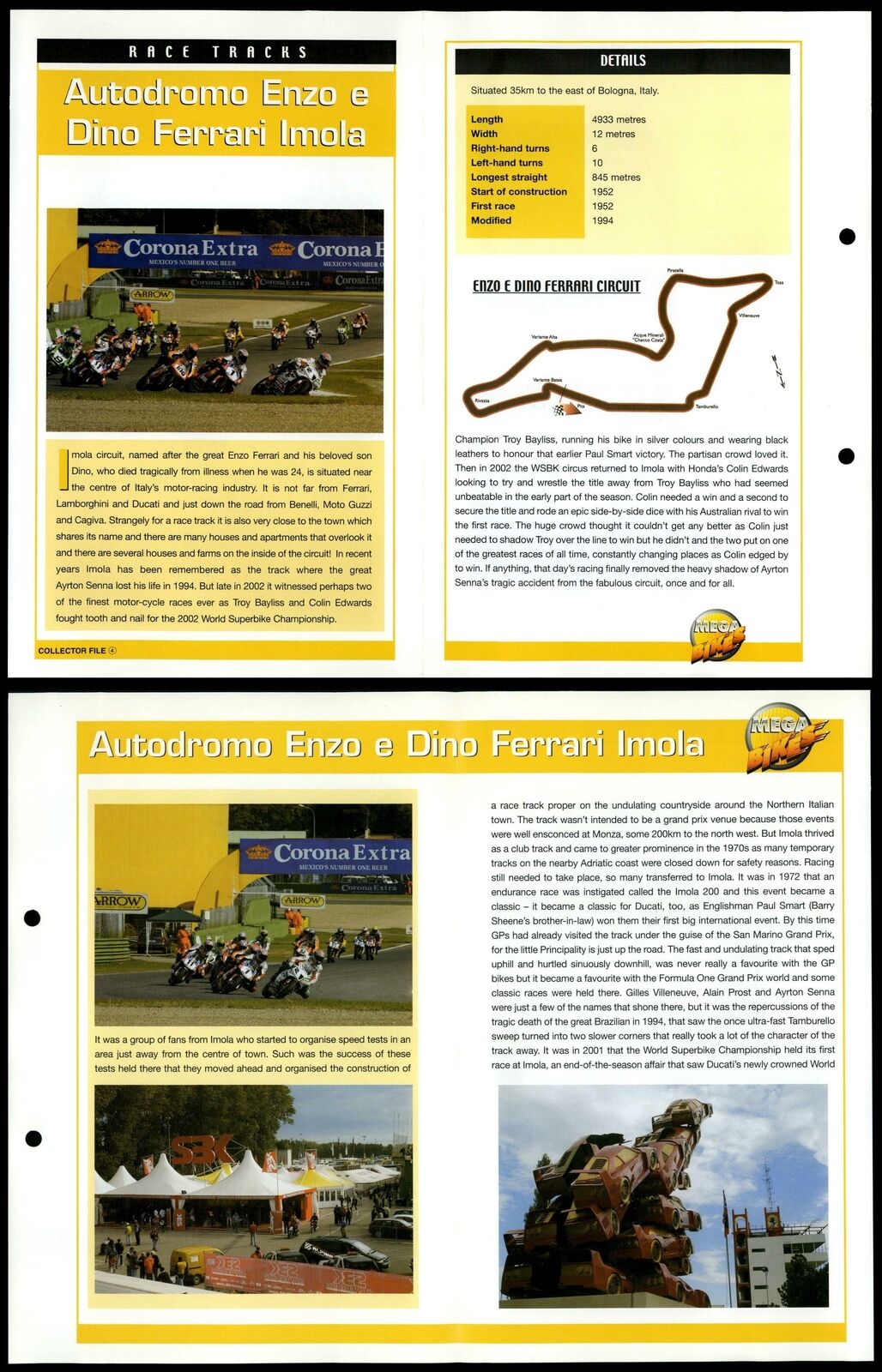 Autodromo Enzo e Dino Ferrari Imola - Race Tracks - Mega Bikes Fold-Out Card