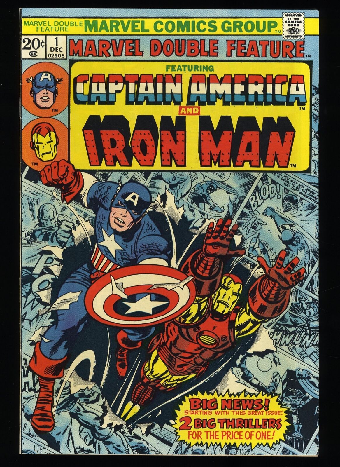 Marvel Double Feature (1973) #1 NM 9.4 Captain America Iron Man Marvel 1973