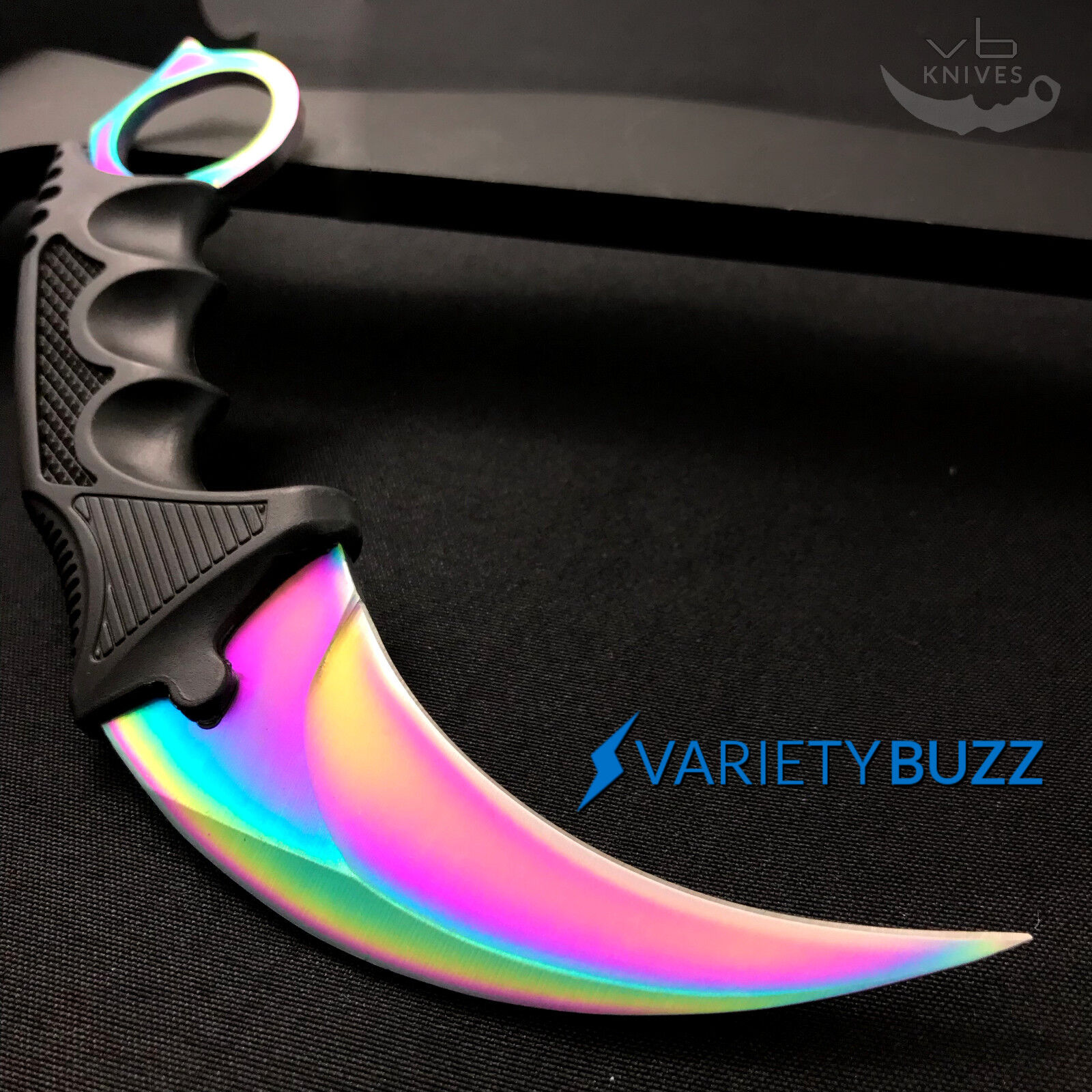 Karambit Fixed Blade RAINBOW FADE Cleaver NECK Hunting Knife Straight Edge Razor