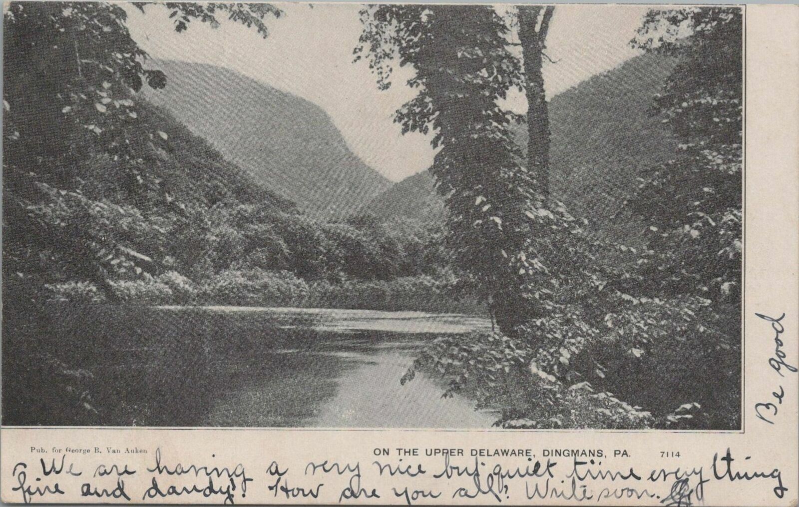Postcard On the Upper Delaware Dingmans PA 1908