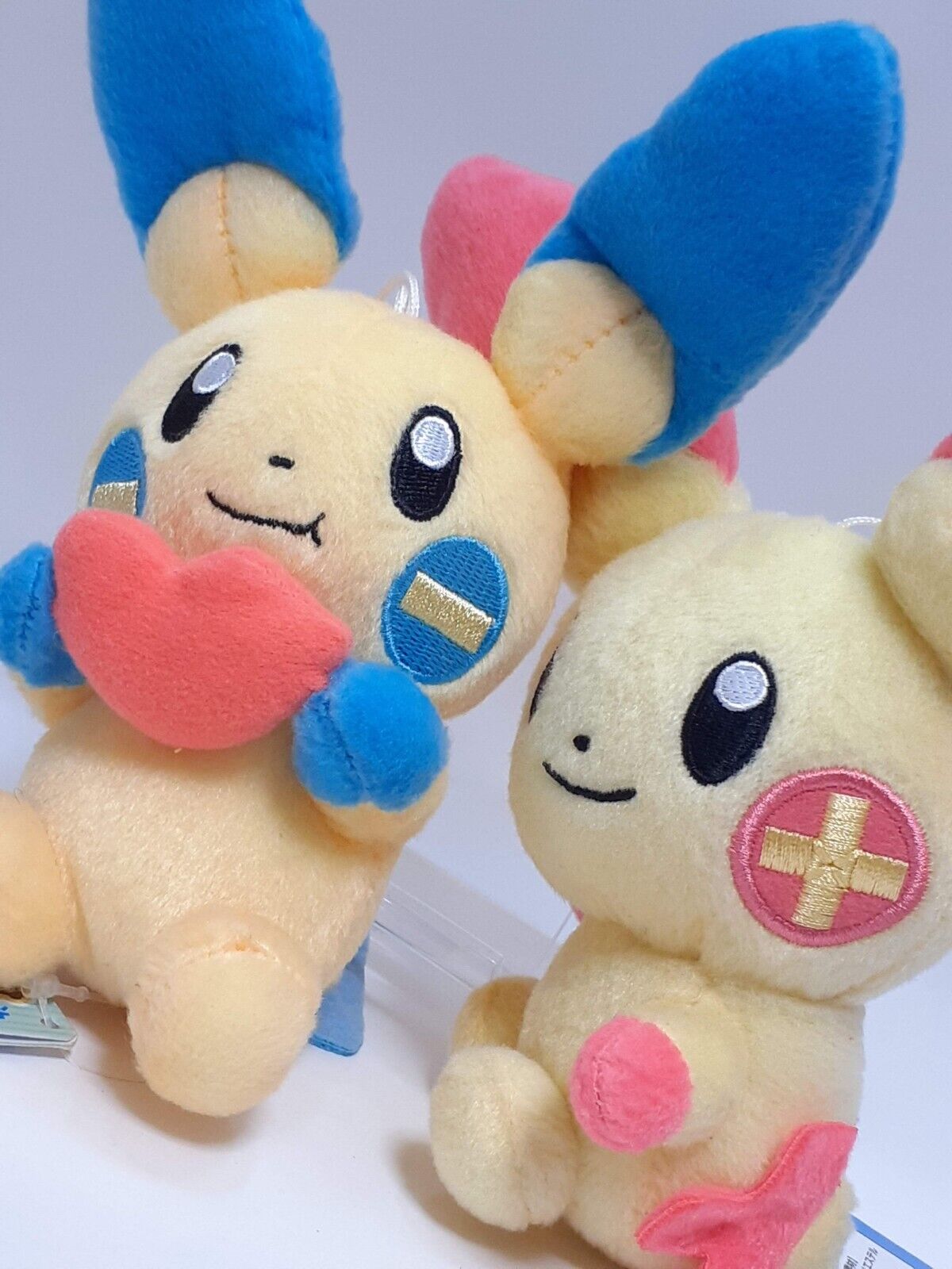 Pokemon Plusle Minun Smile Plush Doll 2 Set Mascot Toy with Tag Japan 6.8inch